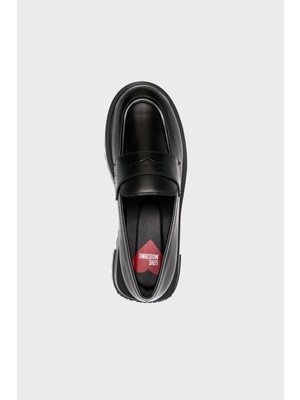 Love Moschino Deri Logolu Yüksek Taban Loafer Ayakkabı Bayan Ayakkabı JA10224G1LIA0000