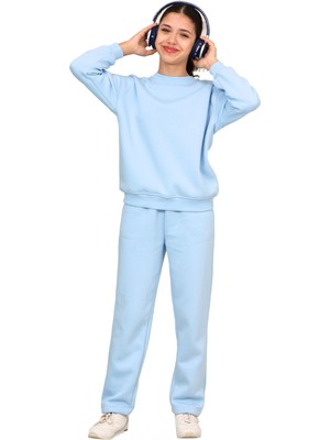 ERDEM KIDS Kız Çocuk 3 Iplik Şardonlu Içi Pamuklu Basic Bisiklet Yaka Eşofman Takımı