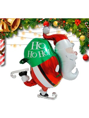 Kidspartim Yılbaşı Buz Pateni Yapan Noel Baba Hediye Çuvallı Folyo Balon 79X89 cm