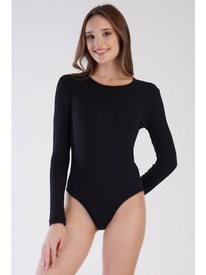 Cotonhause Kadın Çift Taş Işlemeli Şardonlu Ince Yumuşacık Kumaş Siyah Thermal Çıtçıtlı Body C2T0N0O903