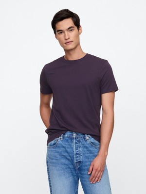 Gap Erkek Mor Everyday Soft Sıfır Yaka T-Shirt