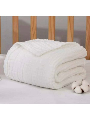 Mediterian Ekru 4 Katlı Çok Amaçlı Müslin Örtü Battaniye