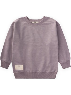 Cigit Etiket Detaylı Sweatshirt 2-10 Yaş Lila