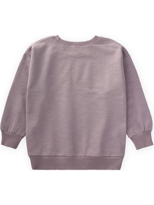 Cigit Etiket Detaylı Sweatshirt 2-10 Yaş Lila