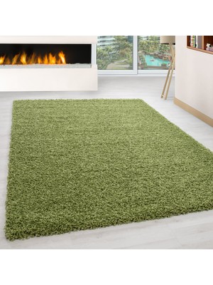 My Deco Carpet Shaggy Yeşil Halı Sade Renk Yumuşacık Soft Uzun Tüylü Çocuk Odası Oturma Odası Salon Mutfak Halı