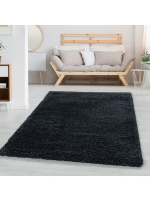 My Deco Carpet Süpersoft Peluş Shaggy Uzun Tüylü Halı Düz Renkli Antrasit Çocuk-Oturma Odası Salon Mutfak Halısı