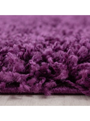 My Deco Carpet Soft Shaggy Halı 3 cm Uzun ve Yüksek Tüylü Düz Lila Çocuk Odası Oturma Odası Salon Mutfak Halısı