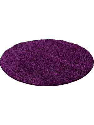 My Deco Carpet Yuvarlak Soft Shaggy Halı Yüksek Tüylü Düz Lila Rengi Çocuk Odası Oturma Odası Salon Mutfak Halısı