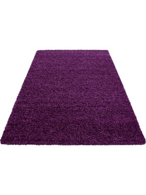 My Deco Carpet Yuvarlak Soft Shaggy Halı Yüksek Tüylü Düz Lila Rengi Çocuk Odası Oturma Odası Salon Mutfak Halısı