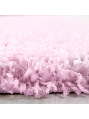 My Deco Carpet Yuvarlak Soft Shaggy Halı Yüksek Tüylü Düz Pembe Renkli Çocuk Odası Oturma Odası Salon Mutfak Halısı