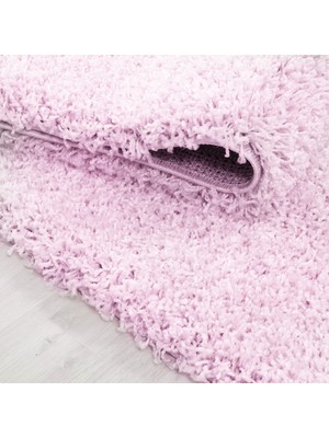 My Deco Carpet Yuvarlak Soft Shaggy Halı Yüksek Tüylü Düz Pembe Renkli Çocuk Odası Oturma Odası Salon Mutfak Halısı