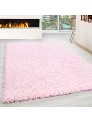 My Deco Carpet Soft Shaggy Halı Yüksek Tüylü Düz Pembe Renkli Çocuk Odası Oturma Odası Salon Mutfak Halısı