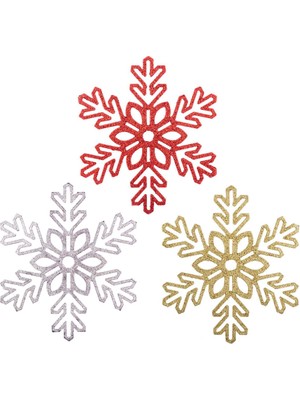 Yılbaşı Kar Motifli Renkli Dekor Süs 3'lü