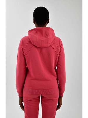 United Colors Of Benetton Kadın Gül Kurusu Sol Göğsü Logo Detaylı Kapüşonlu Sweatshirt