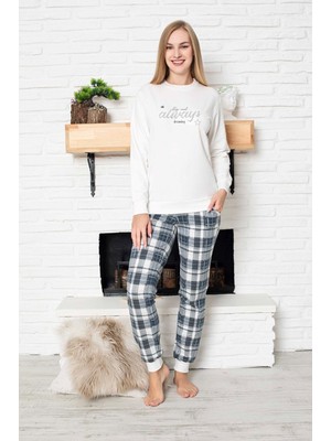 Bie's Kadın Bisiklet Yaka Bilek Manşet/lastikli 2 Iplik Cepli Kışlık Jogger Eşofman Pijama Takımı Homewear