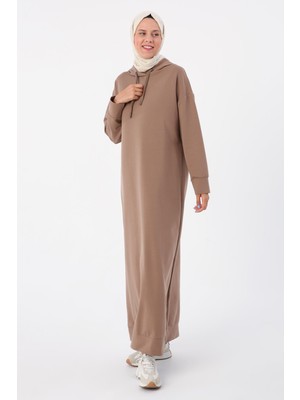 Vizon-Kapüşonlu Örme Elbise