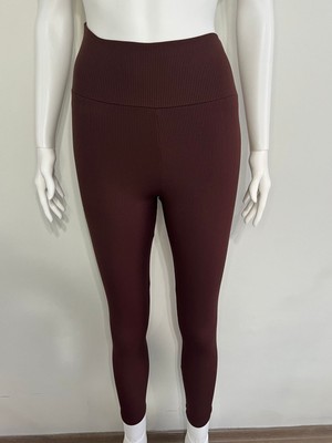 Biricik İç Giyim Kahverengi Fitilli Yüksek Bel Şardonlu Tayt