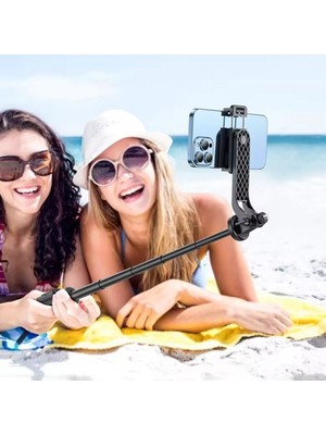 Buffer® Fotoğraf Makinası ve Telefon Takılabilen 2si 1 Arada 2.2m Uzayan Selfie Çubuğu Kumandalı Tripod