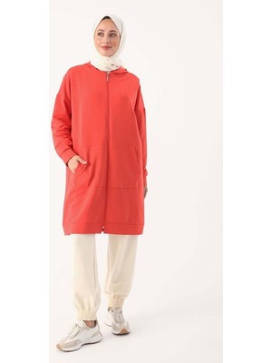 Nar Çiçeği-Fermuarlı Sweat Hırka