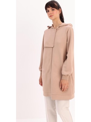 Vizon-Taş Detaylı Kapüşonlu Hırka