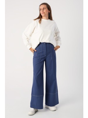 ALLDAY Mavi-Garni Dikişli Geniş Paça Pantolon