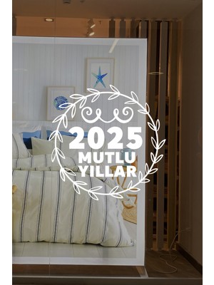 Mıgnatıs Yeni Yıla Özel 2025 Mutlu Yıllar Yazısı Taç Süslemesi ve Kar Tanesi Stickerları