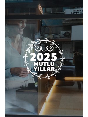 Mıgnatıs Yeni Yıla Özel 2025 Mutlu Yıllar Yazısı Taç Süslemesi ve Kar Tanesi Stickerları