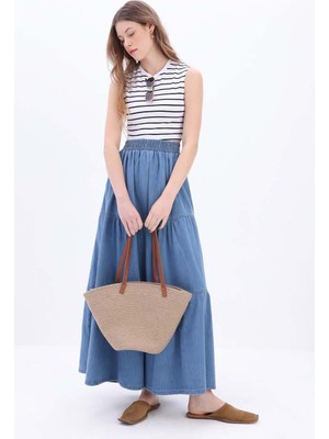 ALLDAY Taba-Büyük Boy Hasır El ve Omuz Çantası