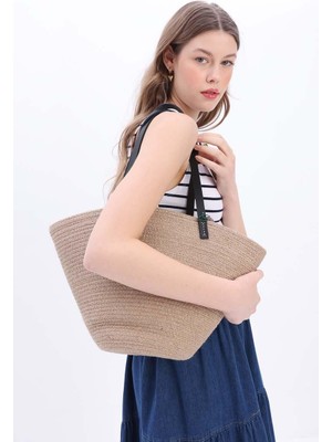 ALLDAY Siyah-Büyük Boy Hasır El ve Omuz Çantası