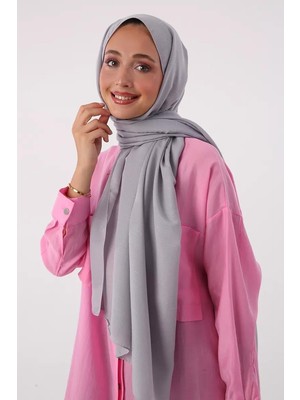 ALLDAY Açık Gri-Şerit Detaylı Pamuklu Şal