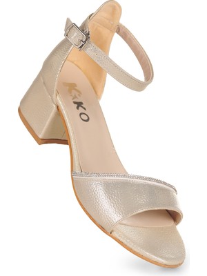 Kiko Kids Elos Günlük Kız Çocuk 4 cm Topuklu Sandalet Ayakkabı Altın
