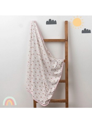 Mediterian Yumuşak pamuklu bebek ve çocuk kundak battaniyesi 80x90, antibakteriyel, pembe renk