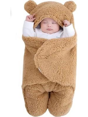 Mediterian Bebek Dış Kundak Uyku Tulumu, Yün, Kırışmaya Dayanıklı, Kahverengi, 0-12 Ay