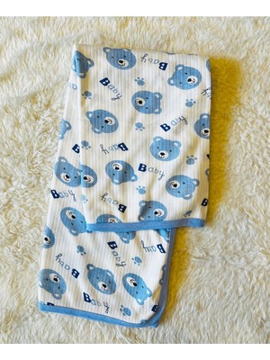 Mediterian Mavi pamuklu çift katlı yumuşak bebek kundak battaniyesi, hava geçirgen ve konforlu