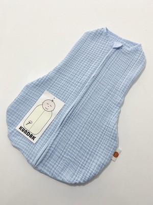 Mediterian 4 Katlı Mavi Pamuklu Antialerjik Bambu Müslin Kundak, yumuşak ve doğal koruma