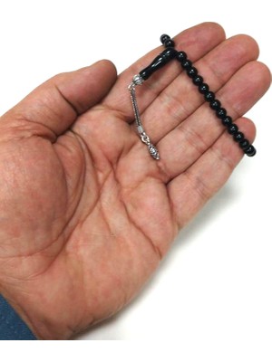 Gümüş Püsküllü Mini Gürcistan Oltu Tesbih 5,5 mm