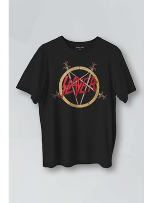 Kendim Seçtim Siyah T-Shirt Slayer Metal Music Guitar Gitar Baskılı Unisex Tişört