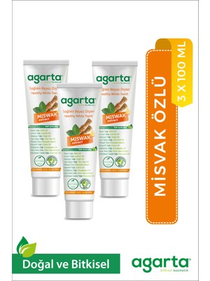Agarta Doğal Misvak Özlü Diş Macunu 100 ml x 3 Ad -  Florürsüz ve SLS İçermeyen