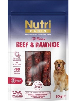 Nutri Canin Rawhide 80 gr Sığır Eti Sarılı Kemik Köpek Ödülü Doğal İçeriklerle Sağlıklı Atıştırmalık