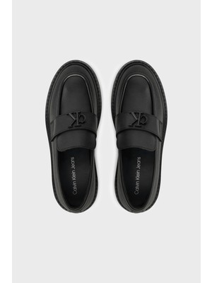 Calvin Klein Logolu Tırtıklı Kalın Taban Loafer Ayakkabı YW0YW016820GJ Bayan Ayakkabı YW0YW01682 0gj