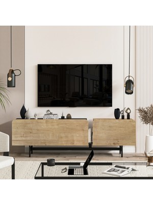 Lifedeco Tv Ünitesi Antrasit Meşe Metal Ayaklı LD-4000-GMA