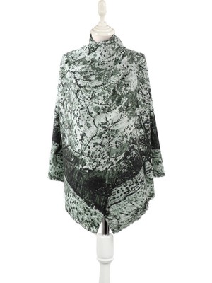 Haki Şeftali Ağacı Desen Kışlık Şal