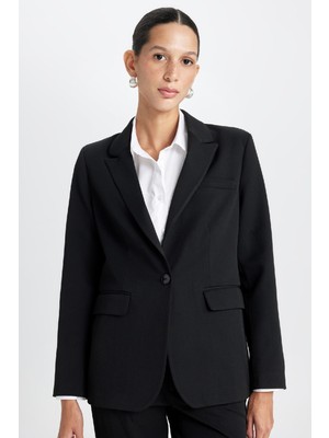 DeFacto Fitted Ceket Yaka Düğmeli Basic Düz Blazer Ceket D3157AX24WN