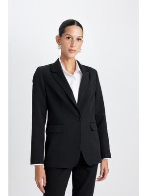 DeFacto Fitted Ceket Yaka Düğmeli Basic Düz Blazer Ceket D3157AX24WN