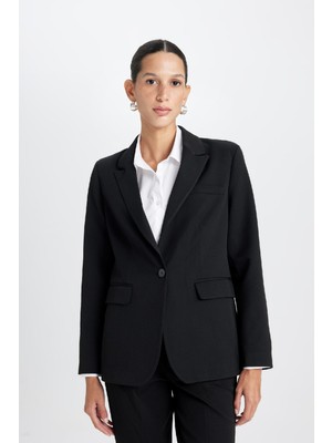 DeFacto Fitted Ceket Yaka Düğmeli Basic Düz Blazer Ceket D3157AX24WN