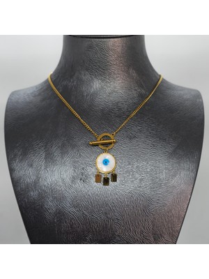 Sedefli Nazar Boncuklu Çelik Kolye
