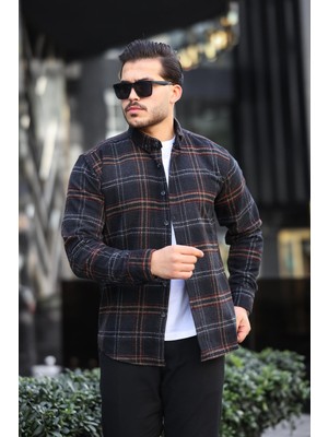 Miron Siyah Iki Renk Çizgili Regular Fit Oduncu Gömleği- 2452