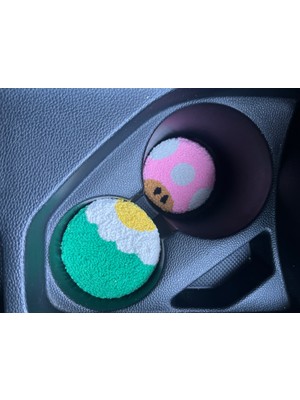 Akbaş Design Punch Nakışı 2li Araba Bardak Altlığı /car Coaster