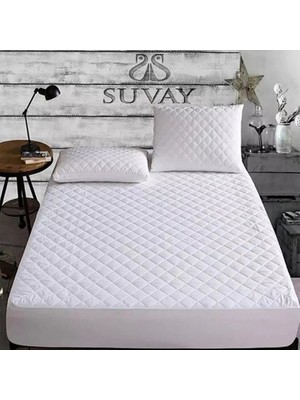 Suvay Kapitone Fitted Su Sıvı Geçirmez Alez Çarşaf 160 x 200 Çift Kişilik Kapitoneli Pamuklu Yatak Alezi