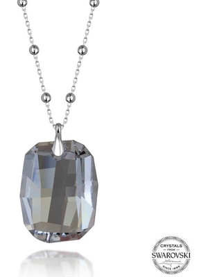 Stil Love Swarovski Crystal Taşlı Top Zincir Baget Gümüş Kadın Kolye